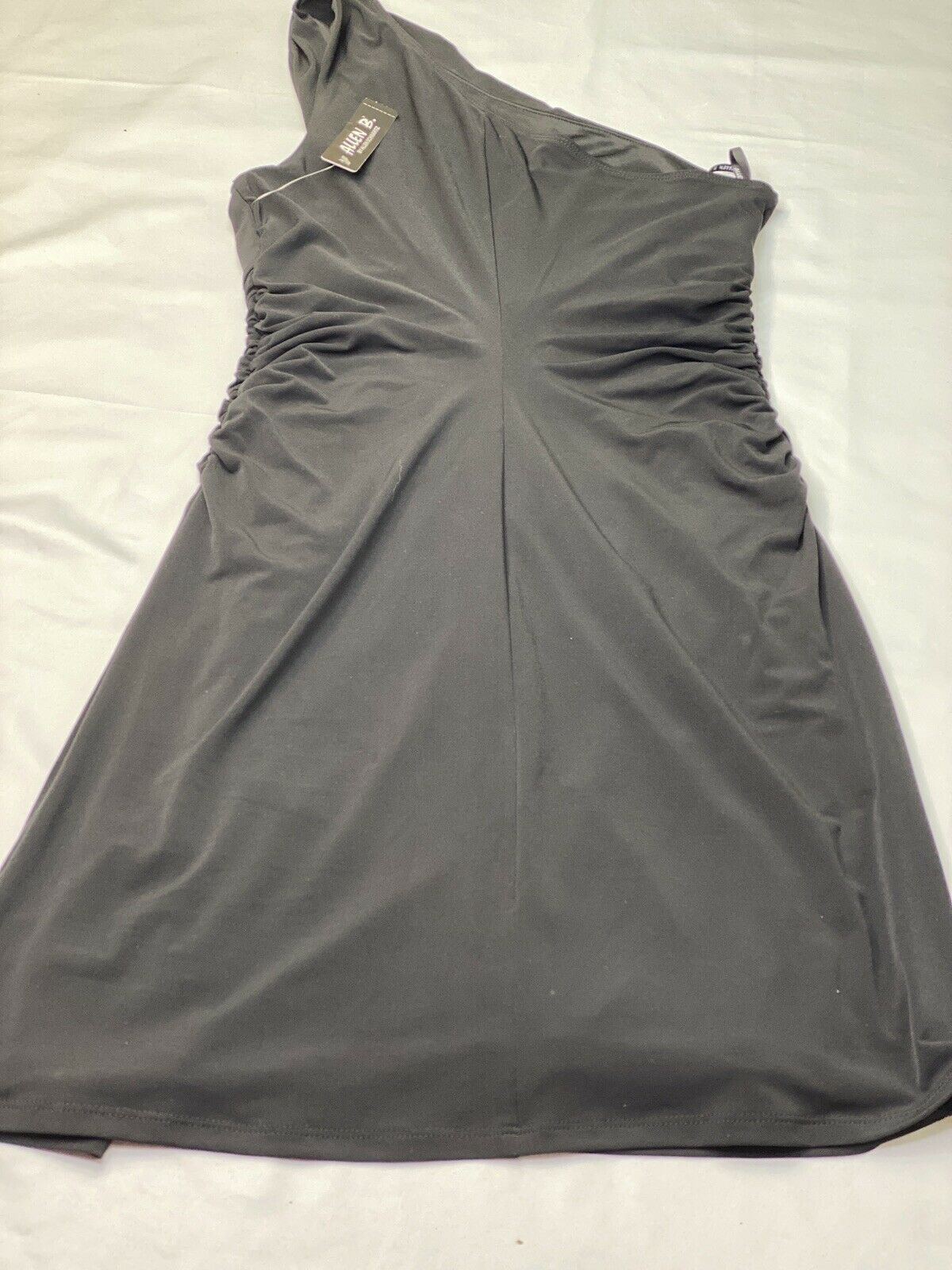 Allen B Black Size 6 Wedding Guest Holiday One Shoulder Cocktail Dress on Queenly