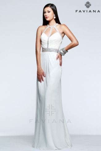 Faviana Size 4 Prom White Floor Length Maxi on Queenly