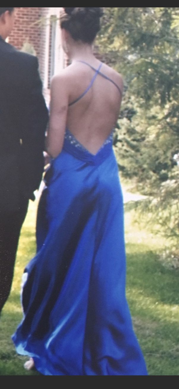 Fatiana Couture Size 4 Prom Satin Royal Blue Floor Length Maxi on Queenly