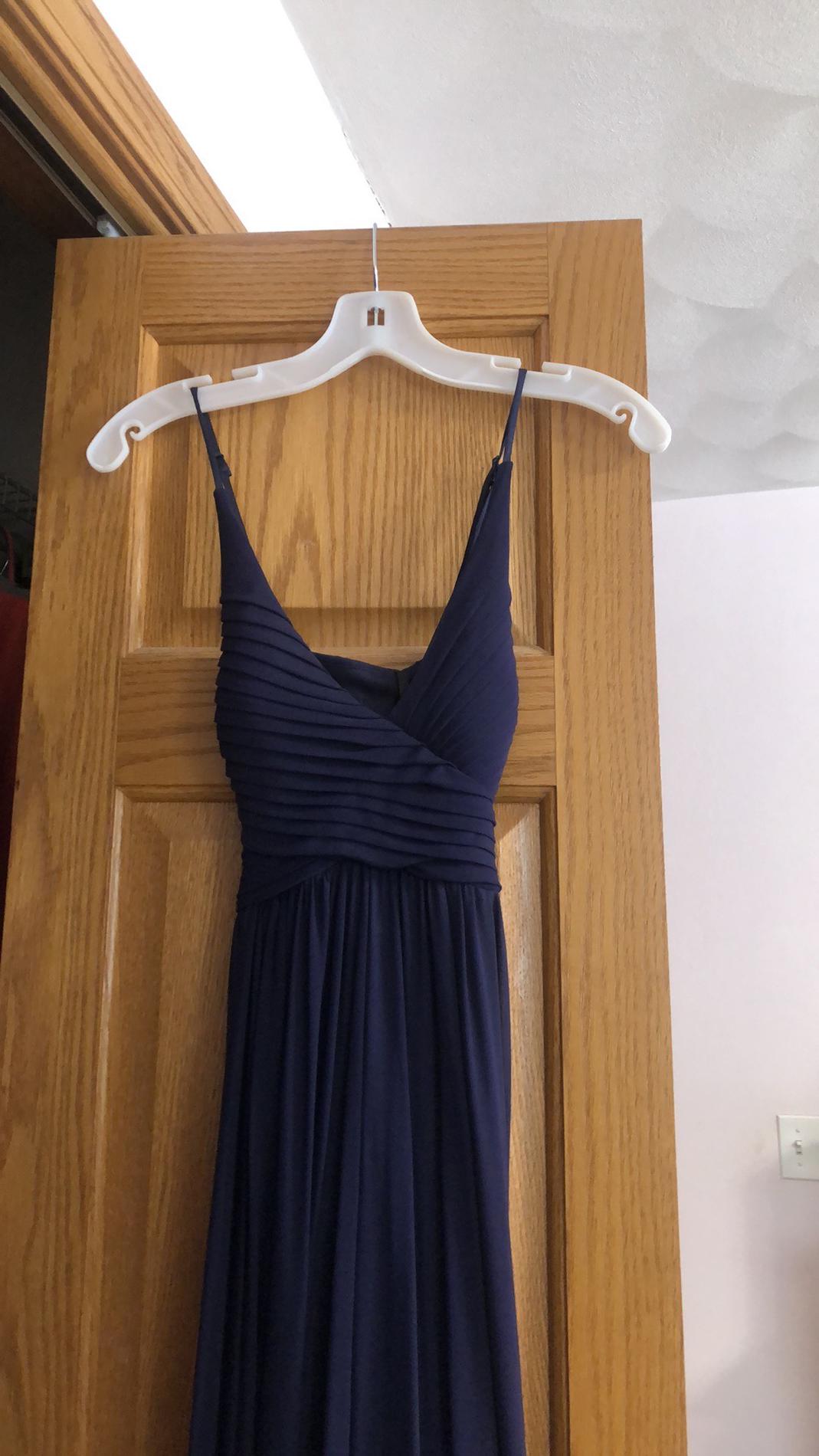 David's Bridal Size 2 Prom Navy Blue Floor Length Maxi on Queenly