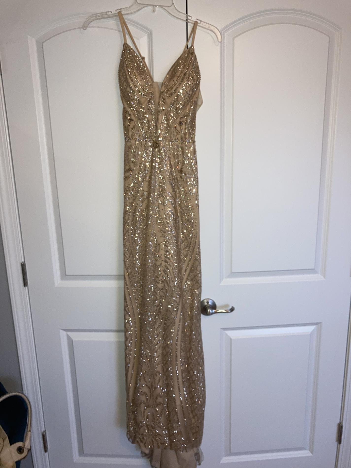 GLS Size 6 Prom Gold A-line Dress on Queenly