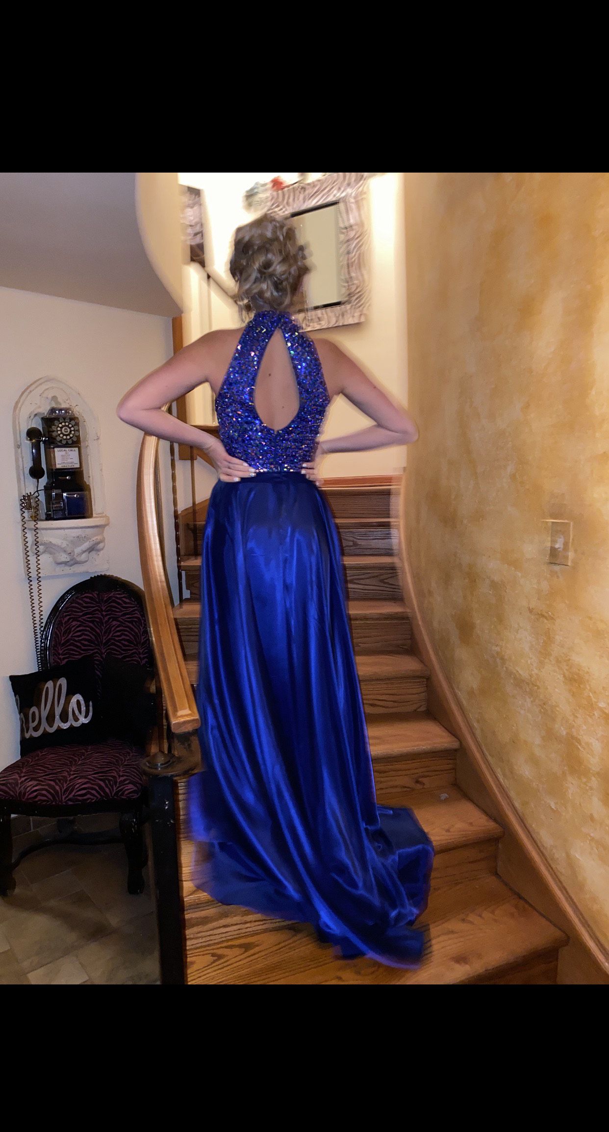 Sherri Hill Royal Blue Size 4 Prom Side slit Dress on Queenly