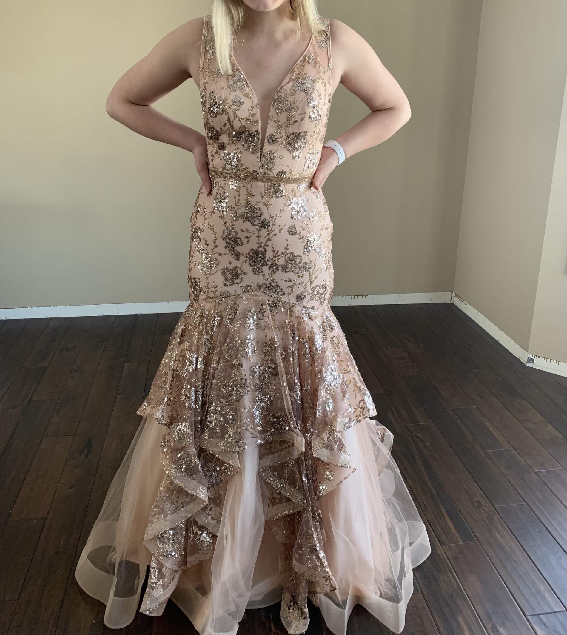 Amarra Size 10 Prom Rose Gold Mermaid Dress on Queenly