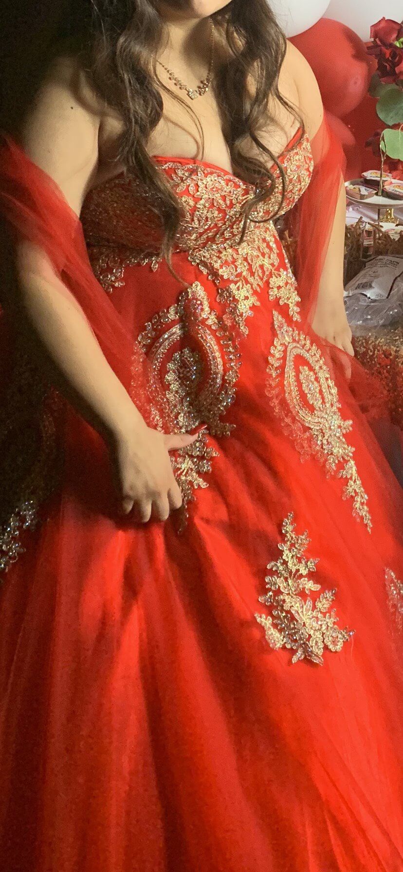 Size 12 Red Ball Gown on Queenly