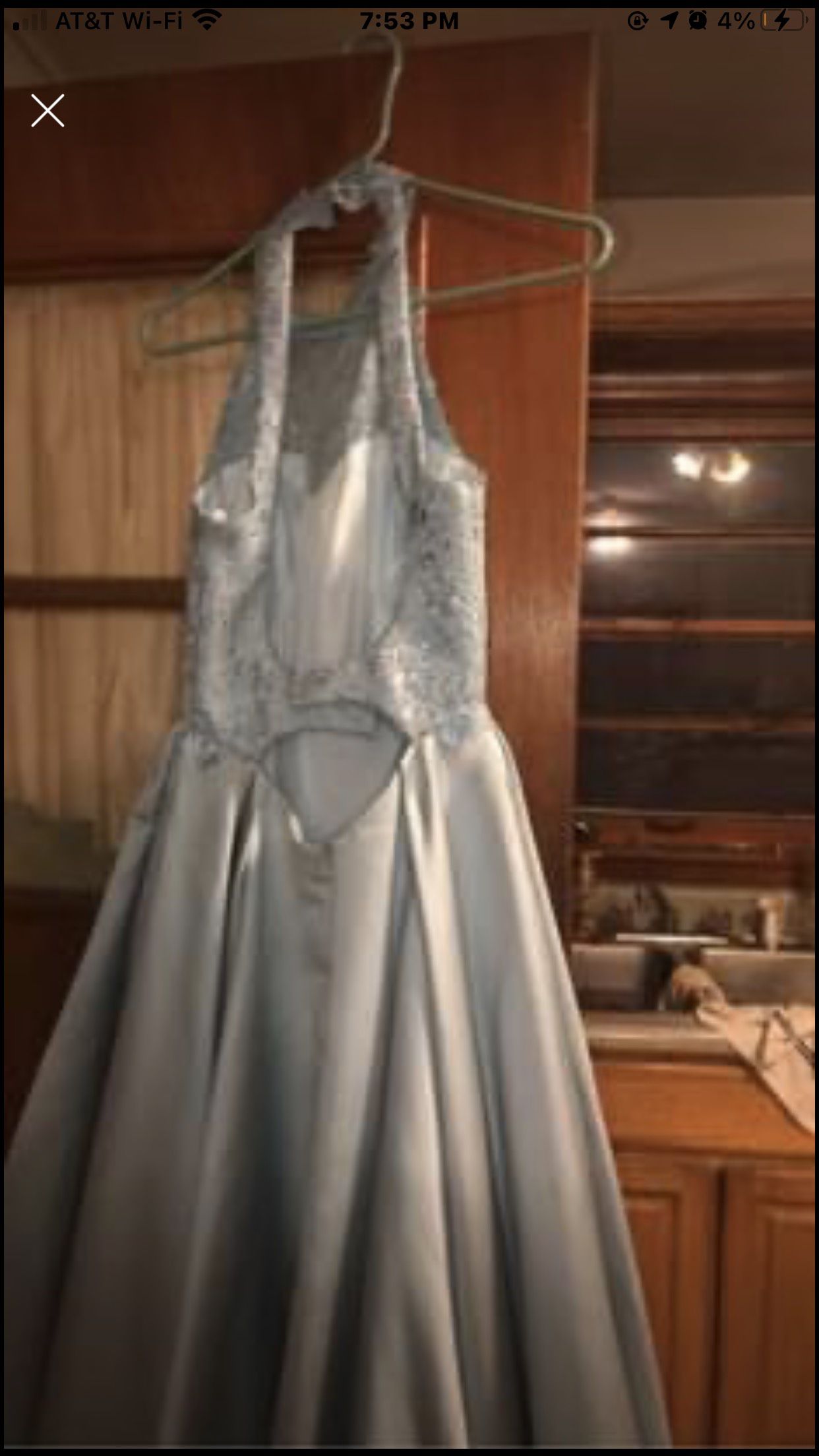 Size 2 Prom Halter Light Blue Ball Gown on Queenly