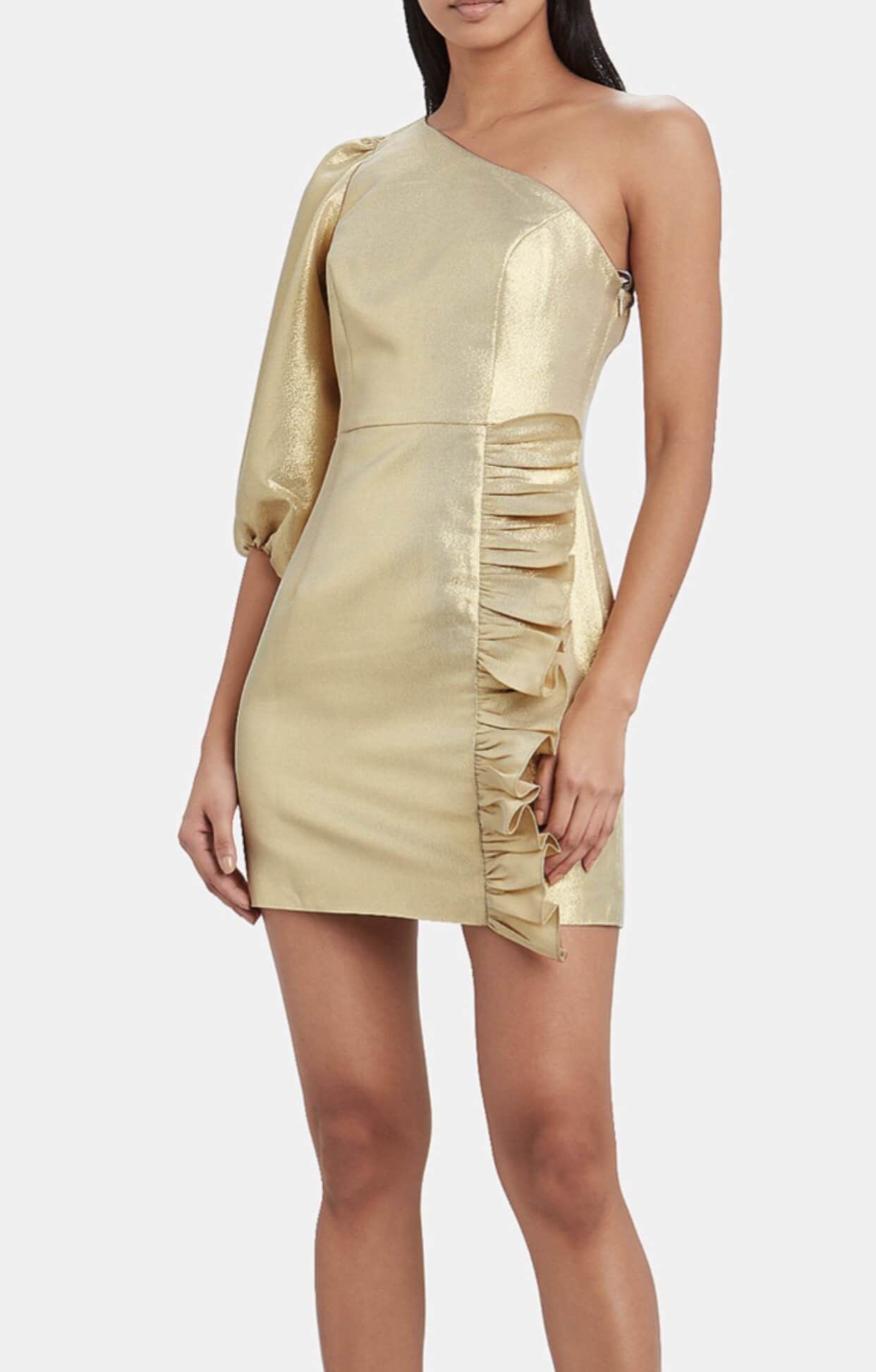 Luna Gold Size 2 Homecoming One Shoulder Gold Cocktail Dress on Queenly
