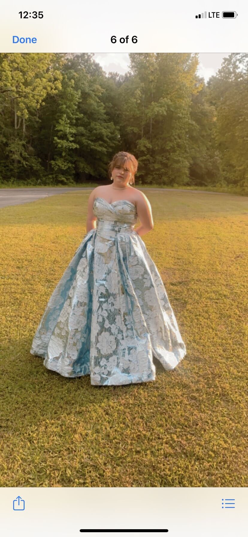 Mac Duggal Size 14 Prom Strapless Floral Blue Ball Gown on Queenly