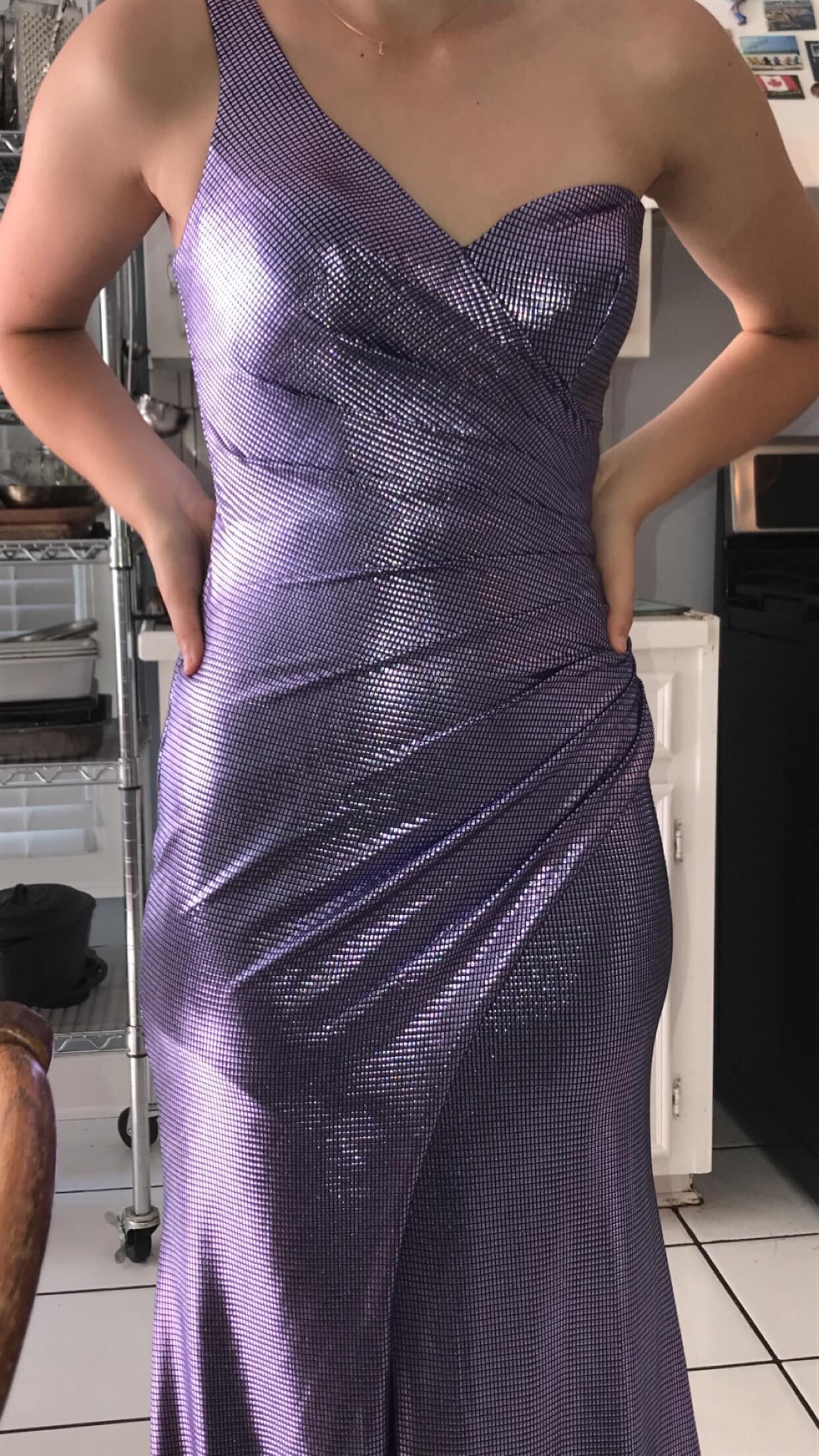 Size 2 Prom One Shoulder Purple Mermaid Dress on Queenly