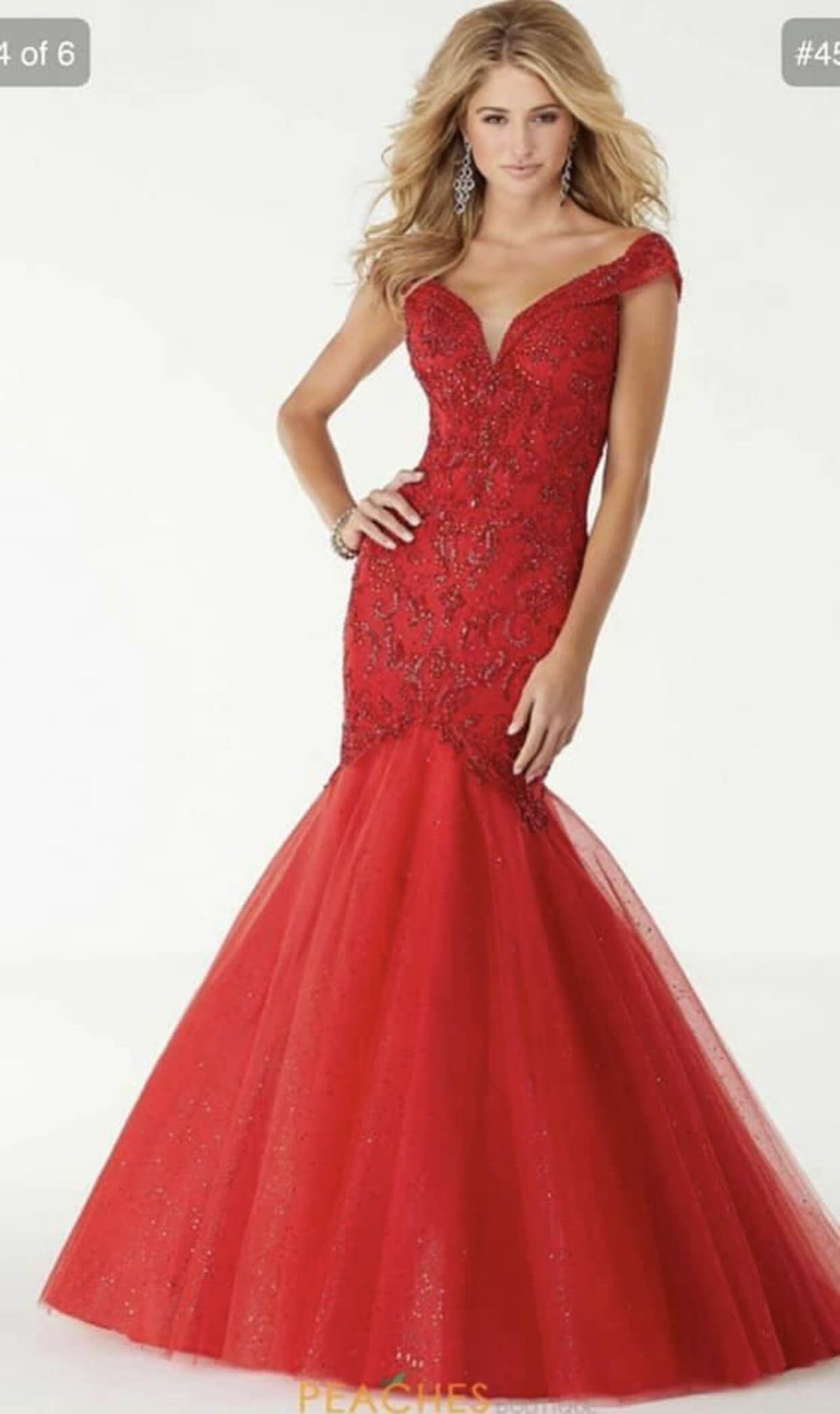 MoriLee Size 00 Pageant Plunge Red Ball Gown on Queenly