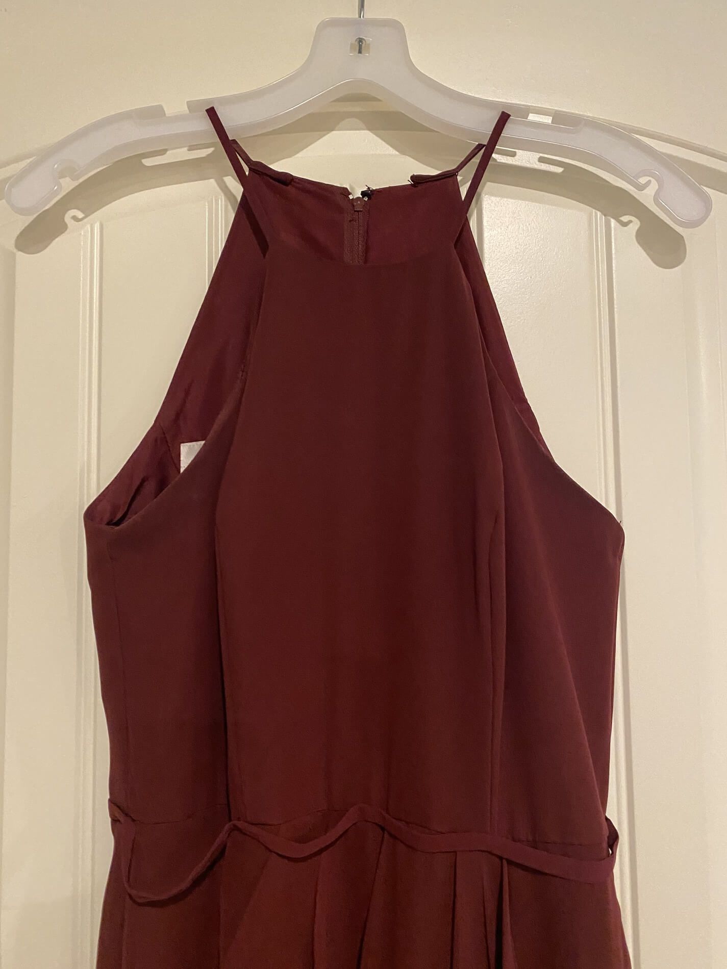 David's Bridal Size 6 Halter Burgundy Red Floor Length Maxi on Queenly