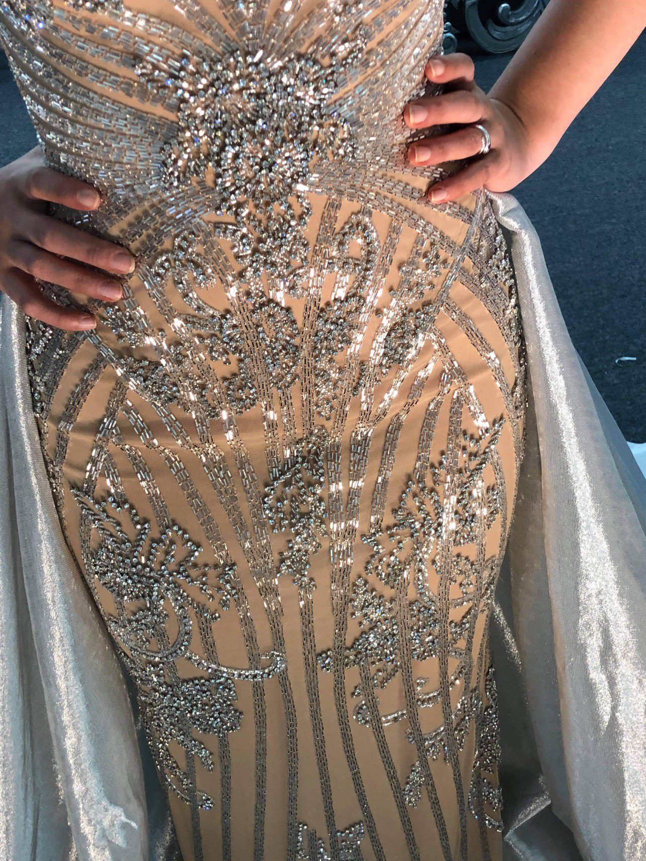 Size 2 Pageant Silver Dress With Train on Queenly