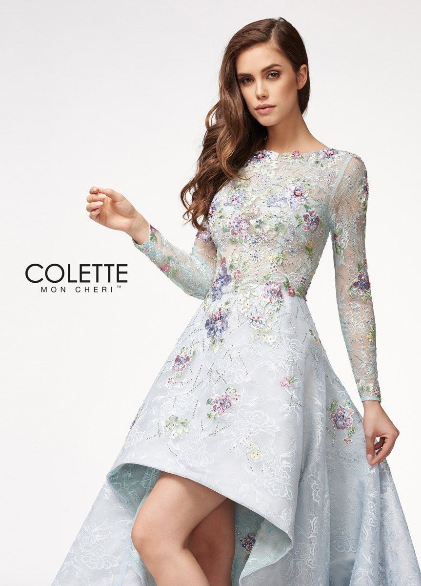 Colette Size 4 Prom Long Sleeve Multicolor Dress With Train on Queenly