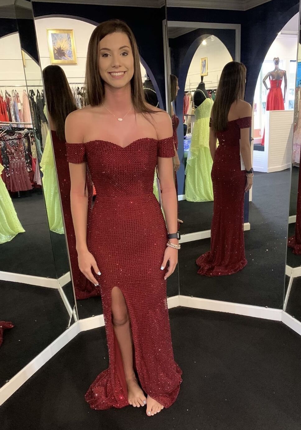 Size 0 Prom Off The Shoulder Red Floor Length Maxi on Queenly