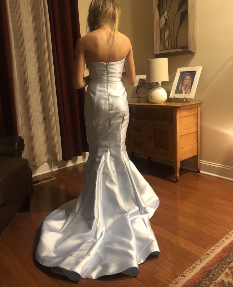 Sherri Hill Size 0 Prom Strapless Light Blue Mermaid Dress on Queenly