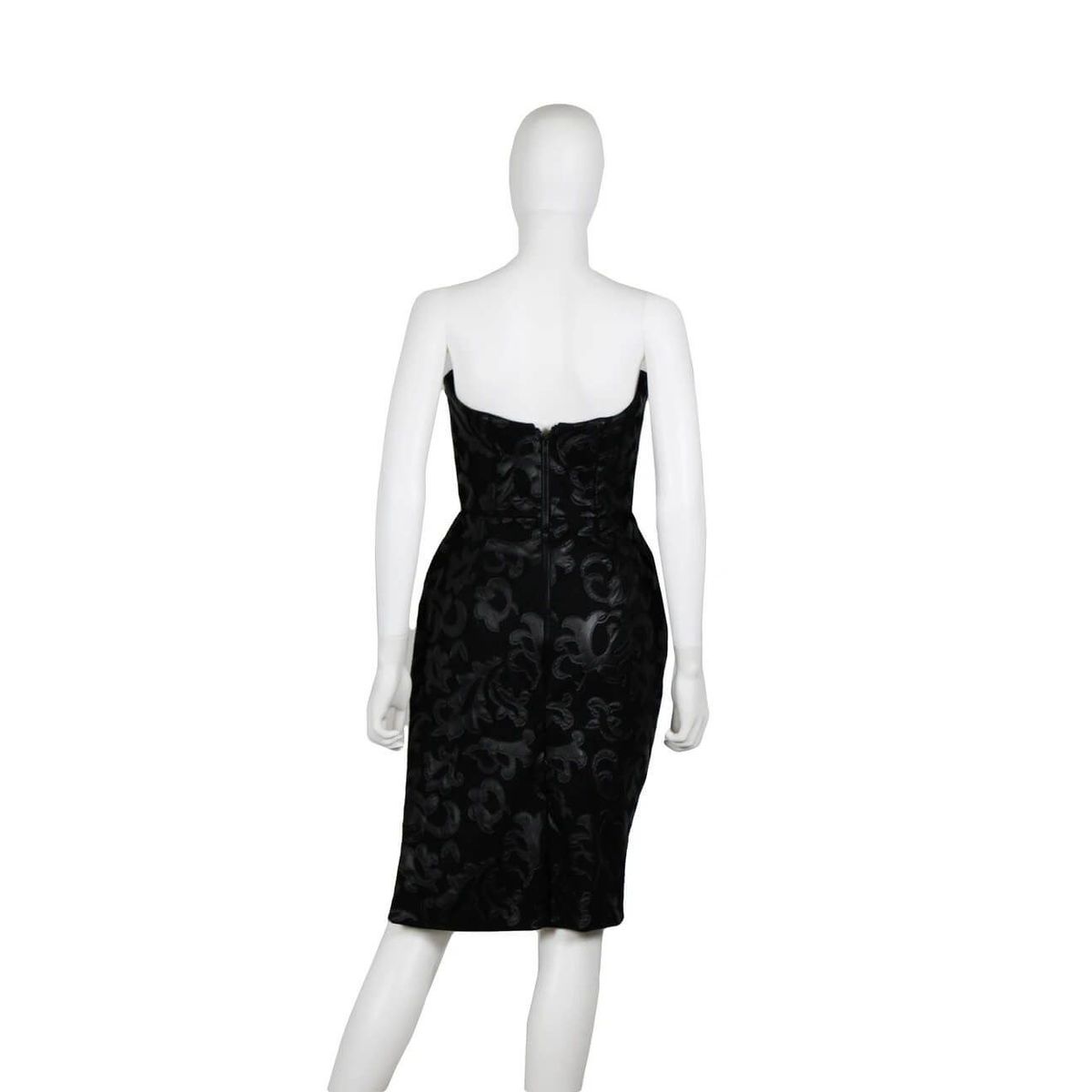 Chaluisant Size 4 Wedding Guest Strapless Lace Black Cocktail Dress on Queenly