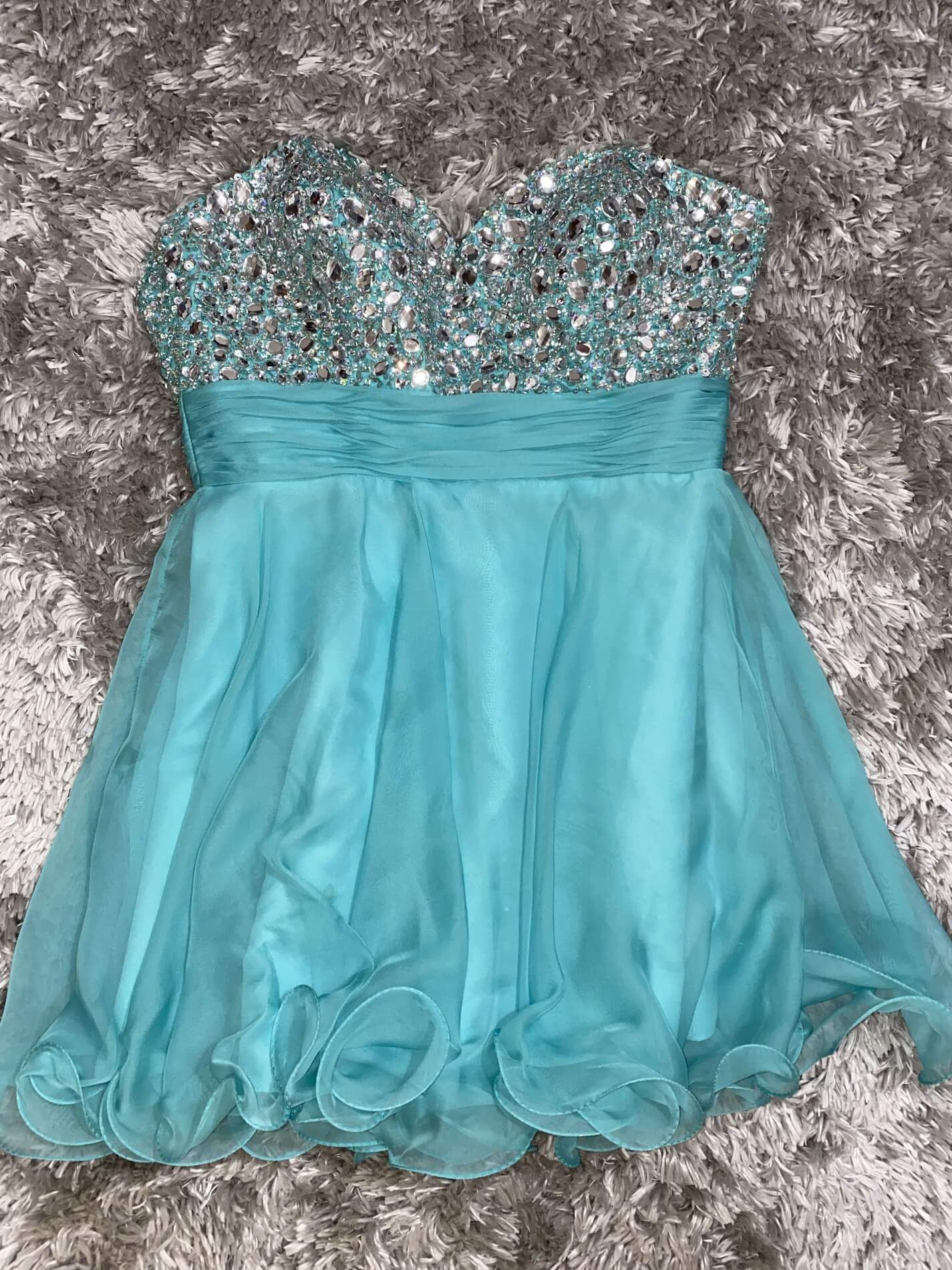Alyce Paris Size 10 Homecoming Strapless Sequined Blue Cocktail Dress on Queenly