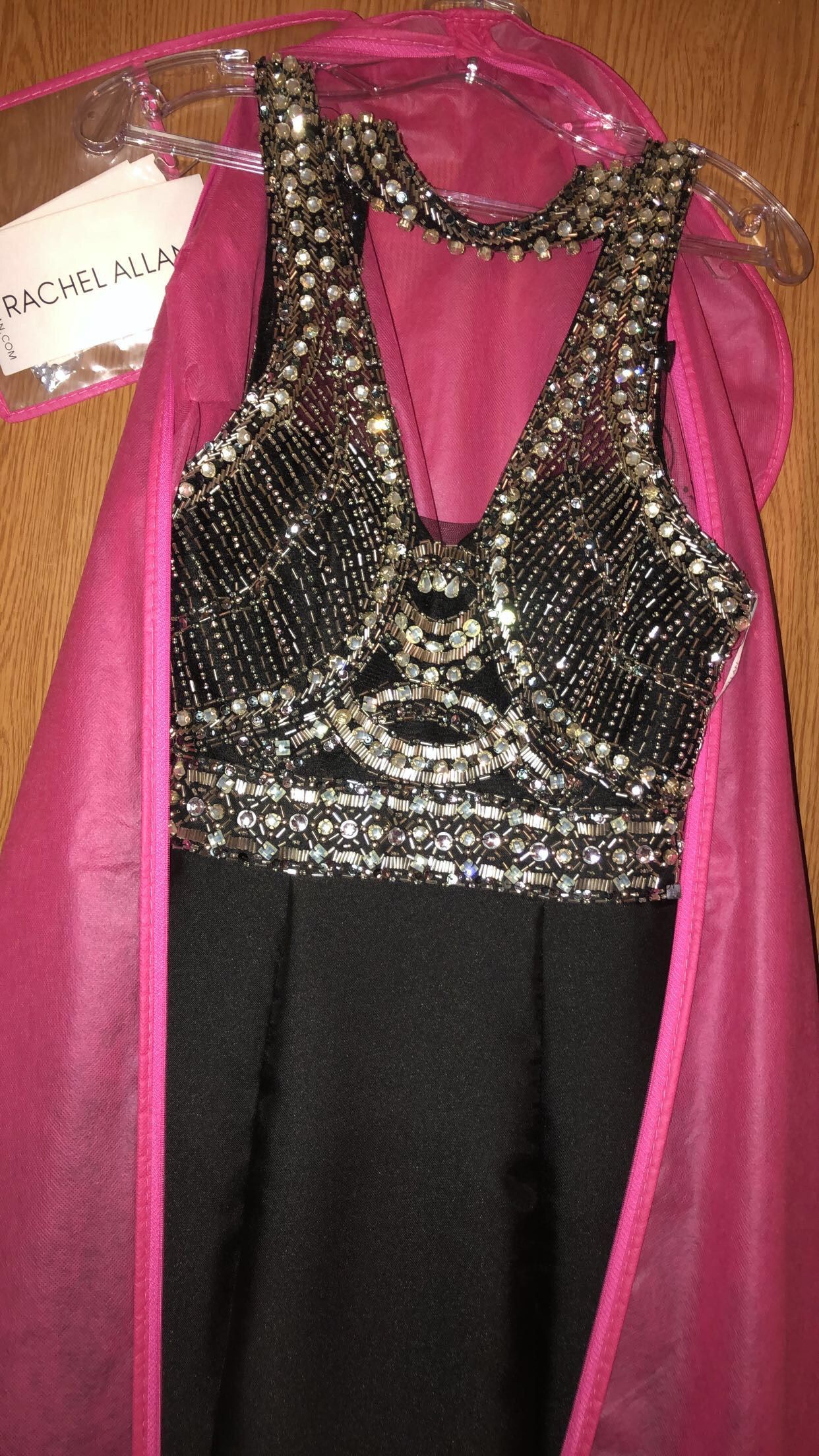 Rachel Allan Black Size 4 Jewelled Train Prom Mermaid Dress on Queenly