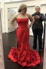 Sherri Hill Size 12 Prom Strapless Red Mermaid Dress on Queenly