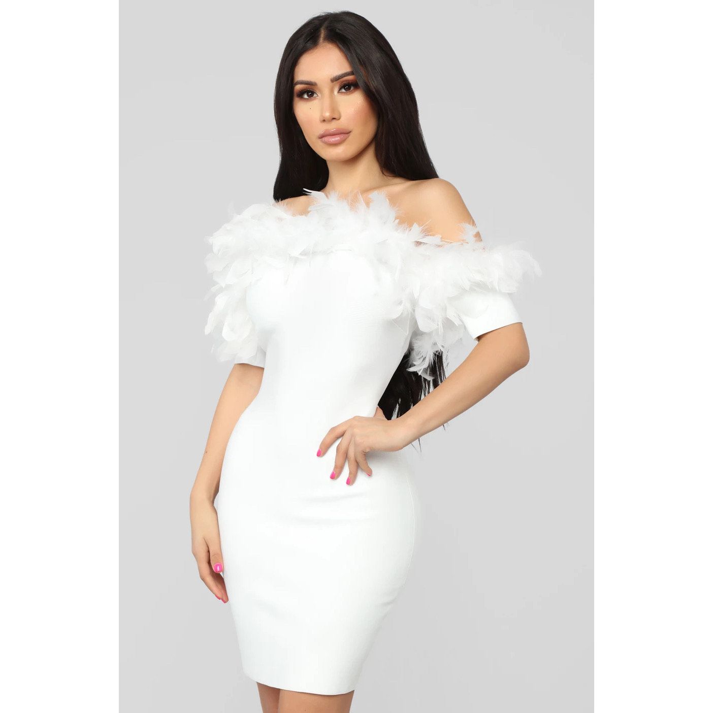 Fashion Nova Size 4 Homecoming Off The Shoulder White Cocktail Dress on Queenly