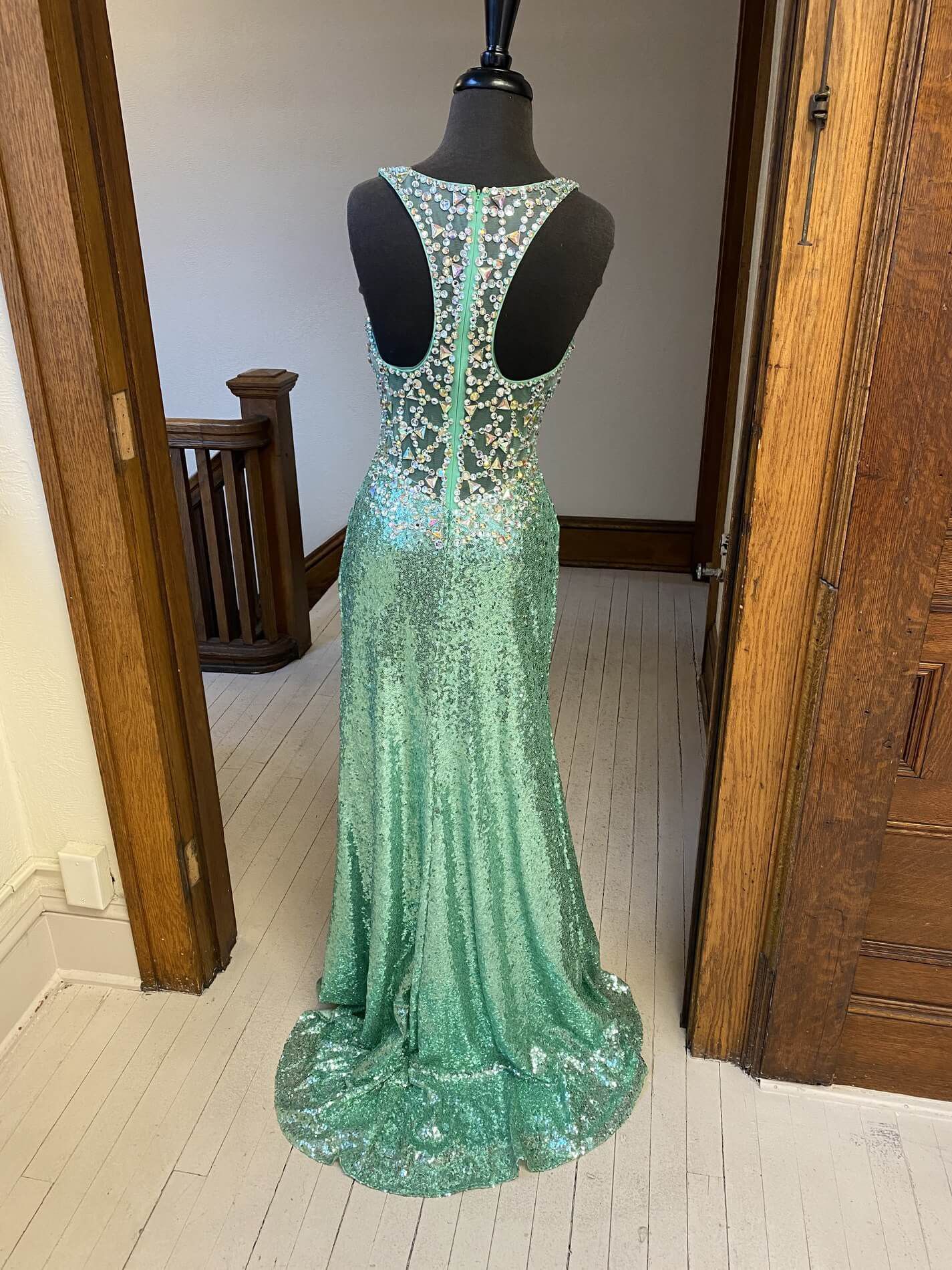 Blush Prom Size 4 Prom Sequined Green Side Slit Dress on Queenly
