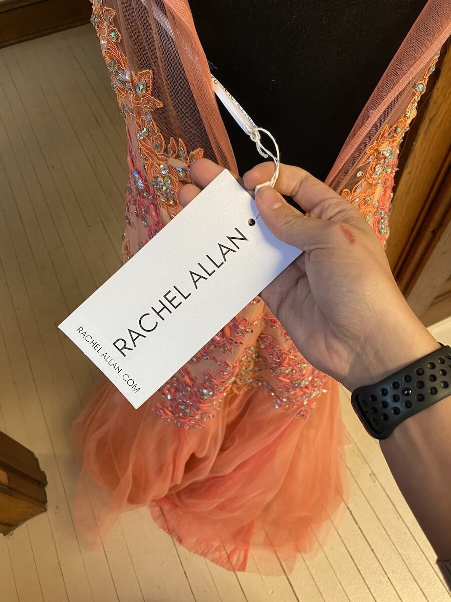 Rachel Allan Orange Size 12 Multicolor Sheer Prom Mermaid Dress on Queenly