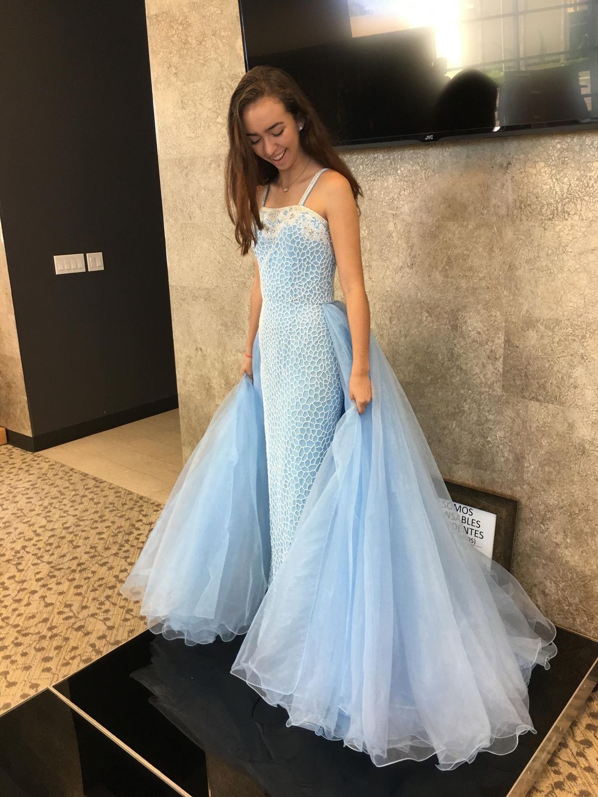 Sherri Hill Size 00 Prom Light Blue Dress With Train on Queenly