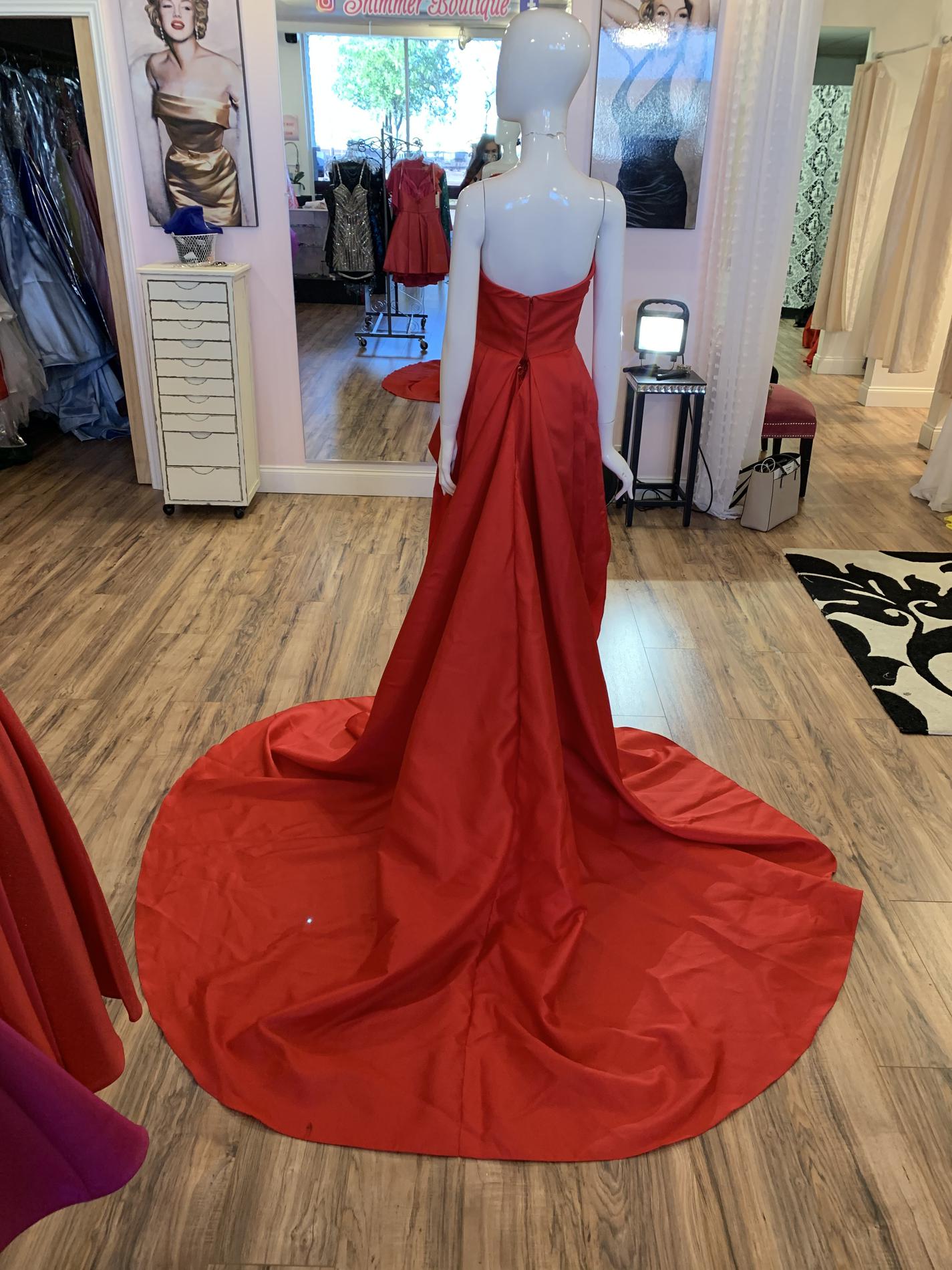 Size 2 Pageant Strapless Red Dress With Train on Queenly