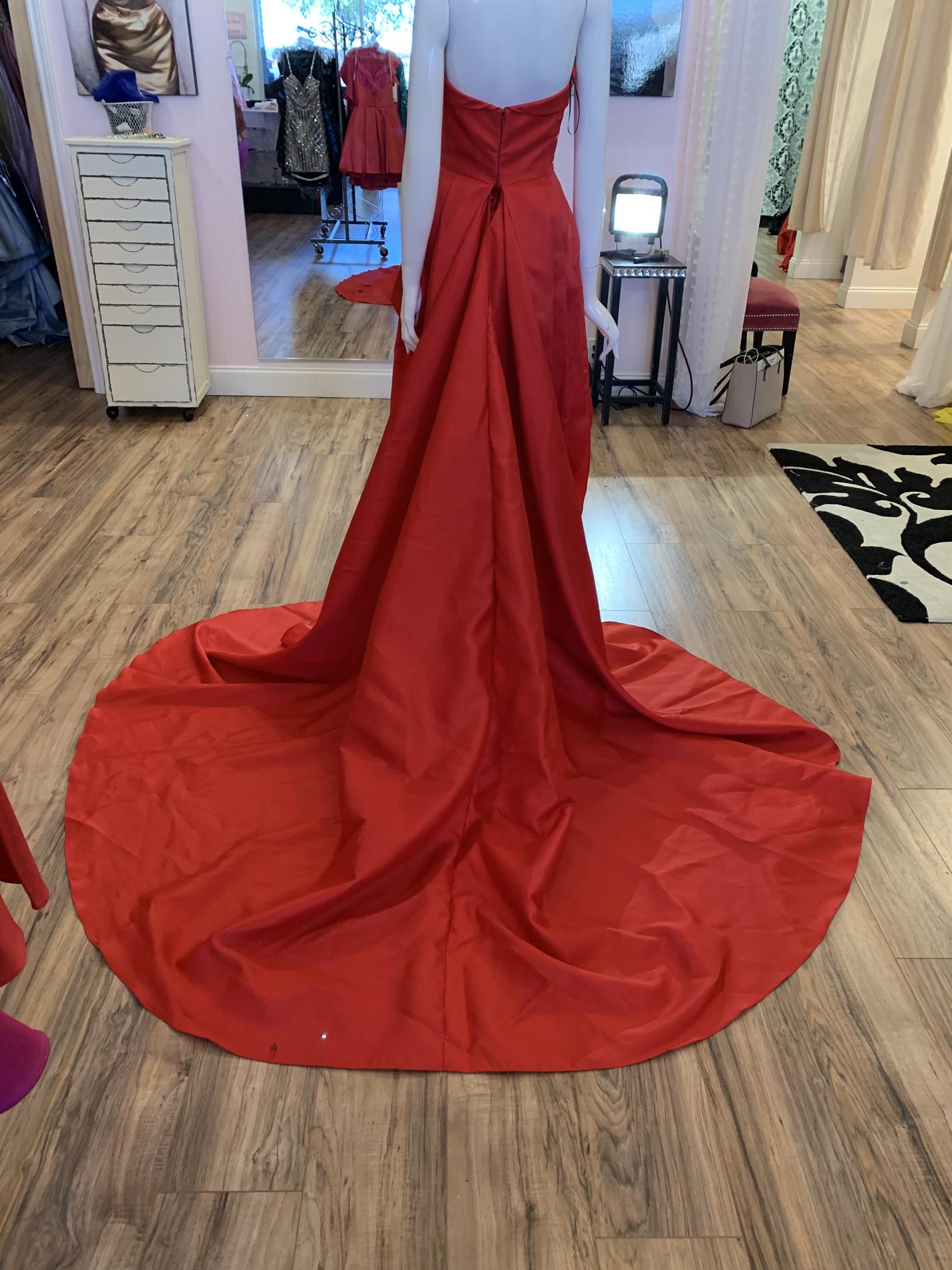 Size 2 Pageant Strapless Red Dress With Train on Queenly