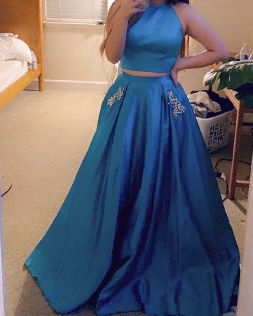 Sherri Hill Blue Size 4 Pockets Ball gown on Queenly