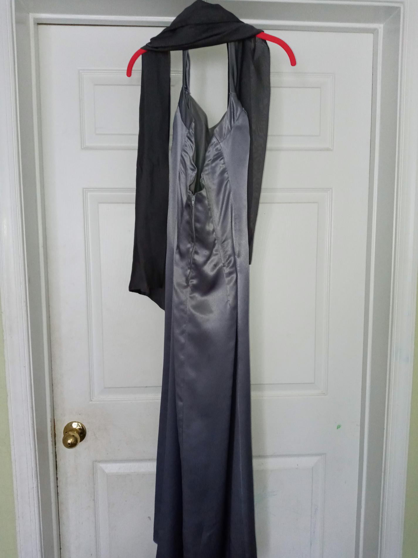Size 2 Halter Silver Side Slit Dress on Queenly