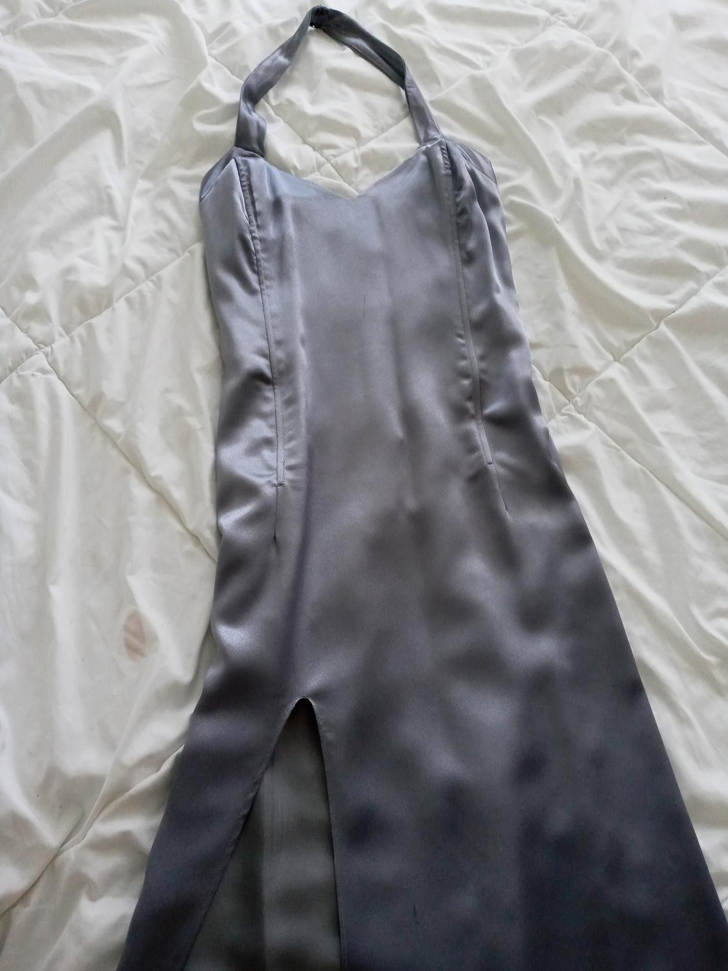Size 2 Halter Silver Side Slit Dress on Queenly