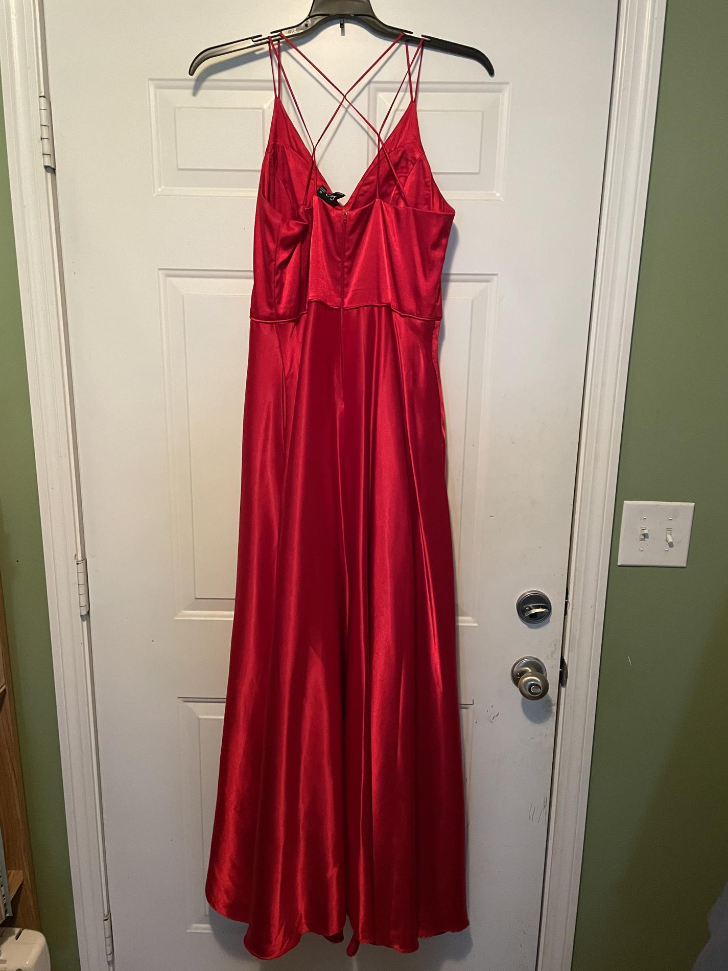 Windsor Size 12 Prom Satin Red A-line Dress on Queenly
