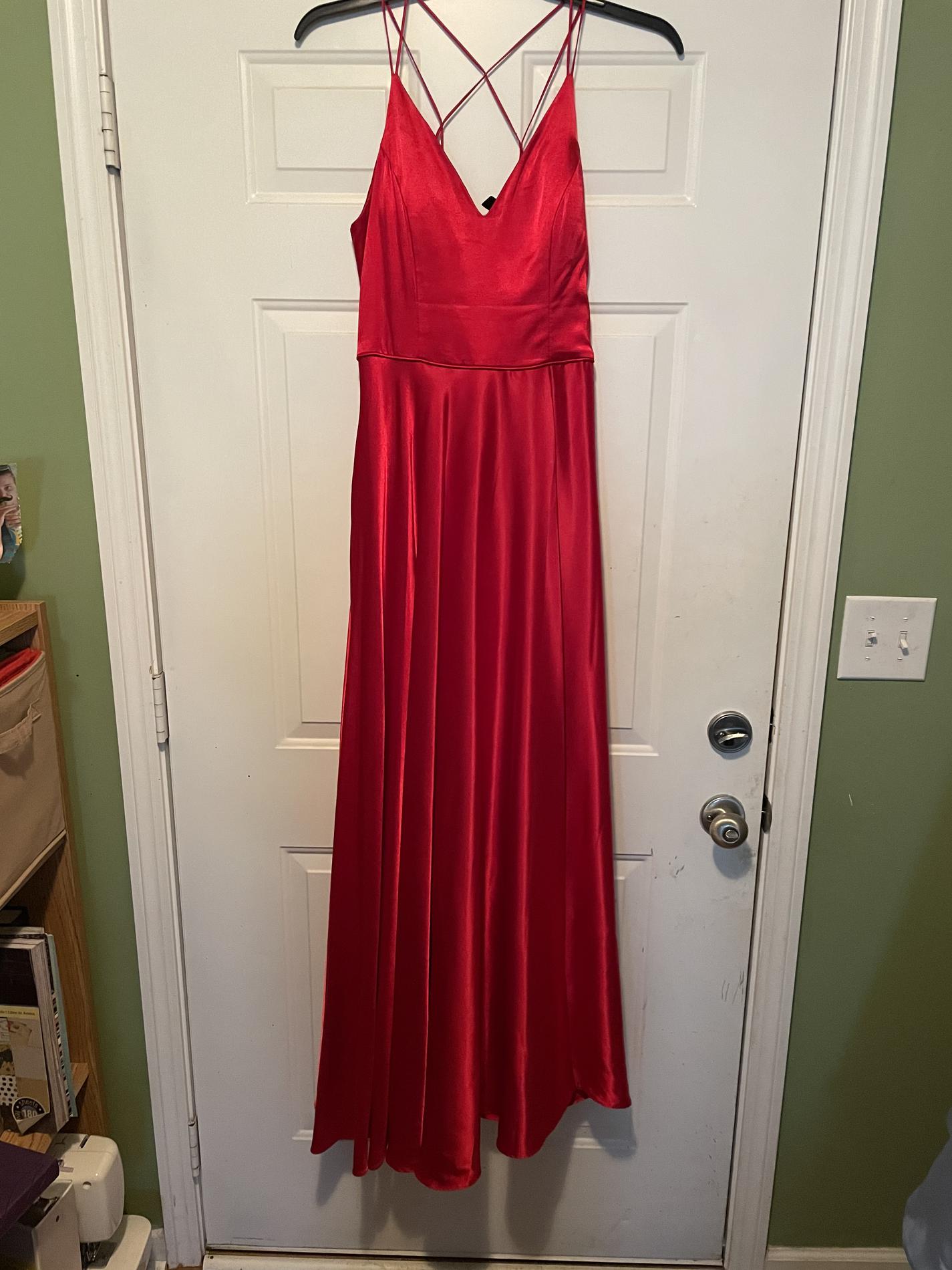 Windsor Size 12 Prom Satin Red A-line Dress on Queenly