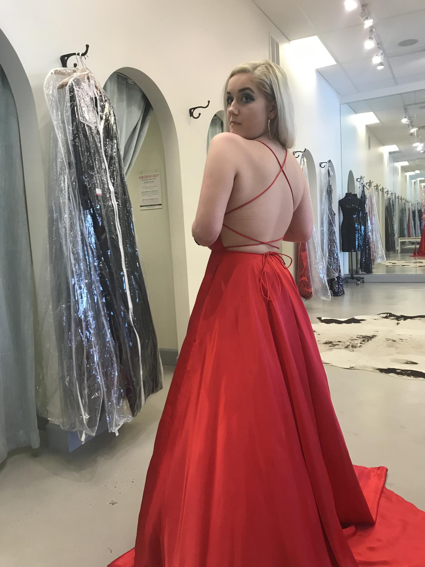 Size 6 Prom Red Floor Length Maxi on Queenly