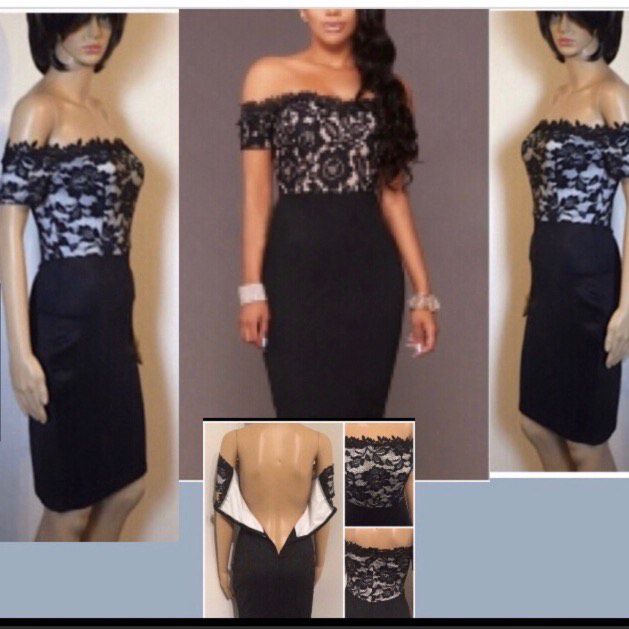 Size 4 Off The Shoulder Lace Black A-line Dress on Queenly