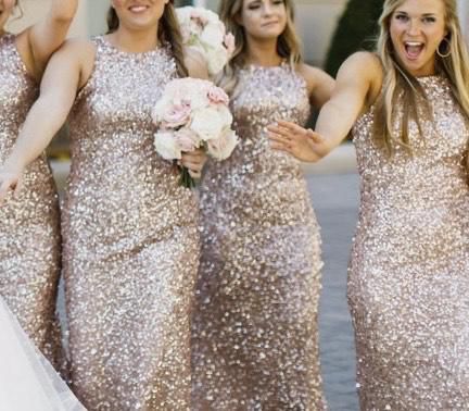 Size 4 Bridesmaid High Neck Gold Mermaid Dress on Queenly
