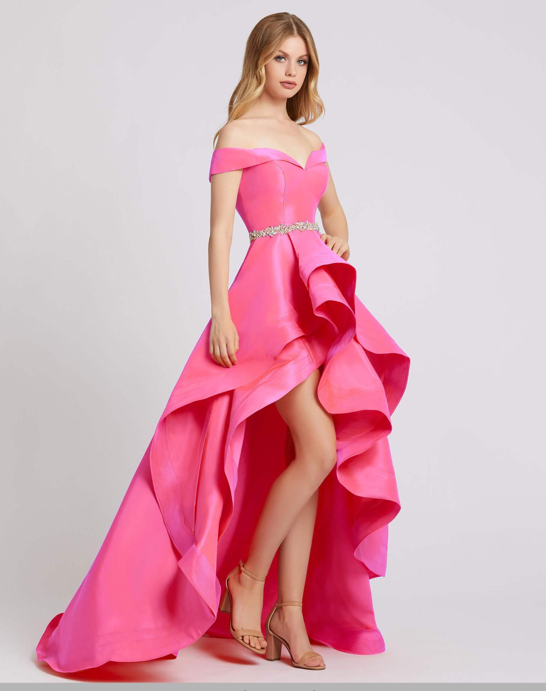 Style 49004 Mac Duggal Size 0 Off The Shoulder Pink Ball Gown on Queenly