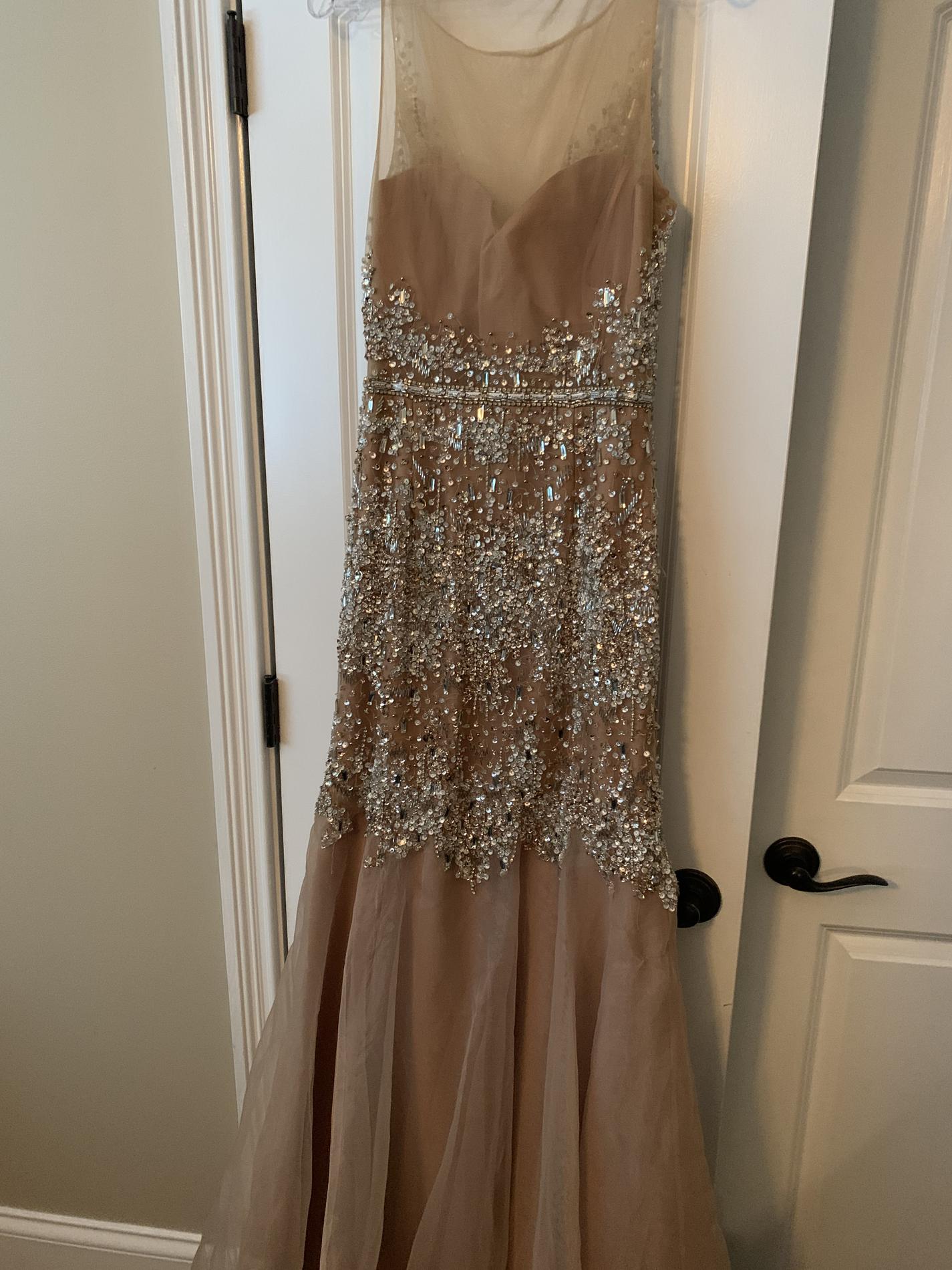 Size 12 Prom Sequined Gold Mermaid Dress on Queenly