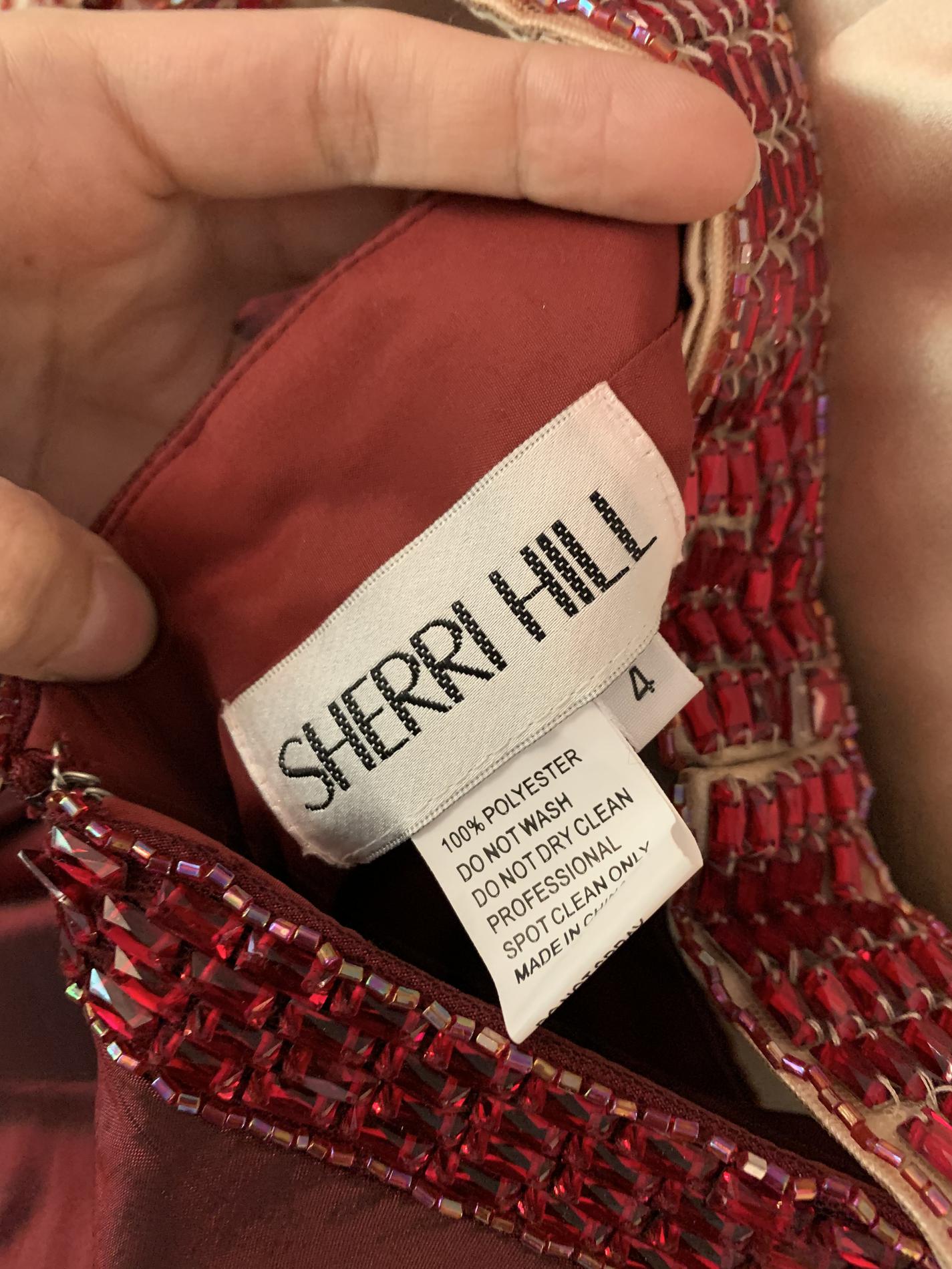 Sherri Hill Size 4 Homecoming Long Sleeve Sequined Burgundy Red Cocktail Dress on Queenly
