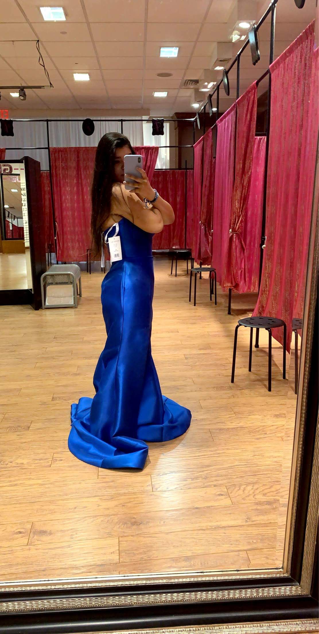 Sherri Hill Size 10 Prom Strapless Royal Blue Side Slit Dress on Queenly