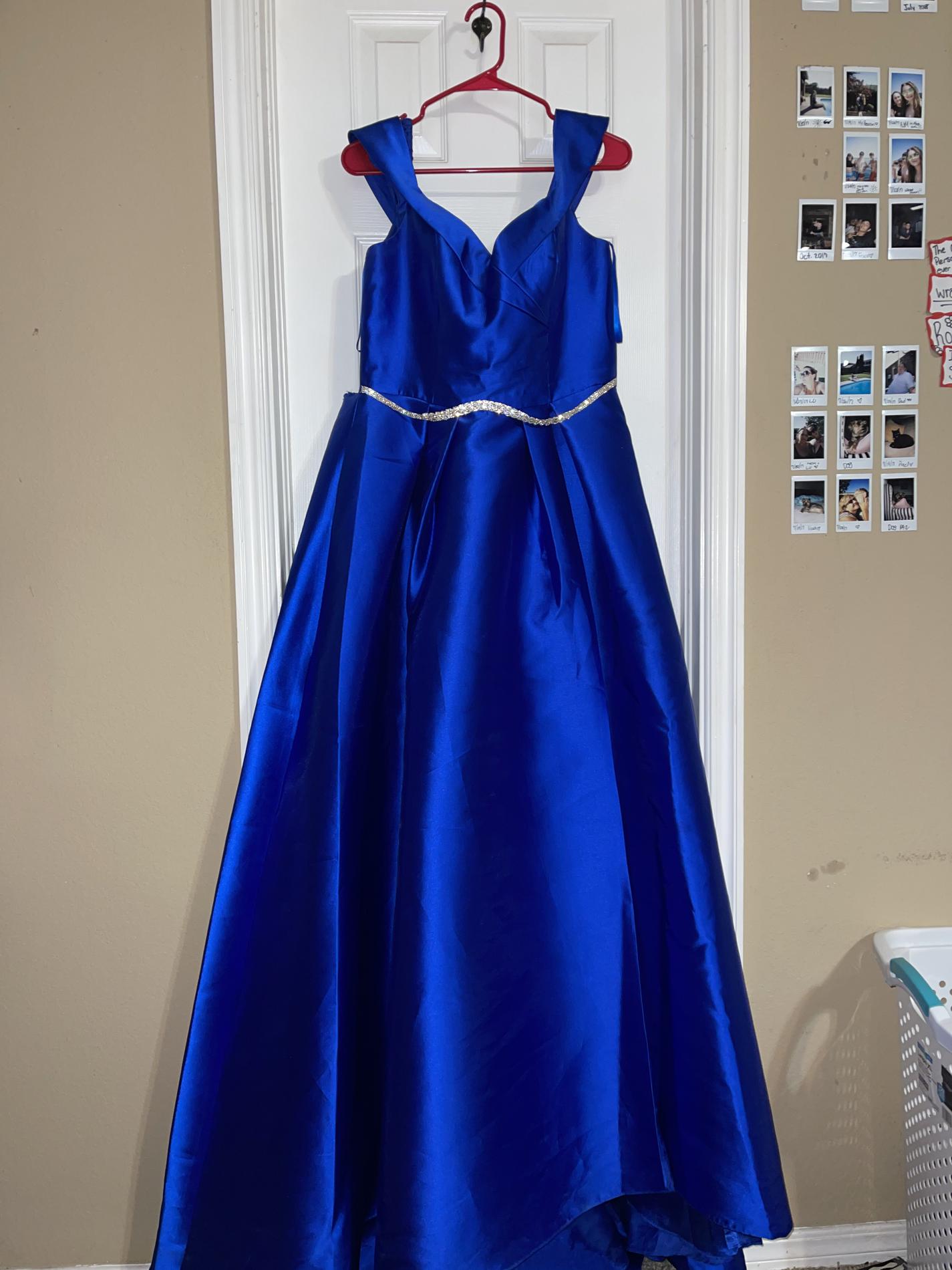 Size 12 Off The Shoulder Royal Blue Ball Gown on Queenly