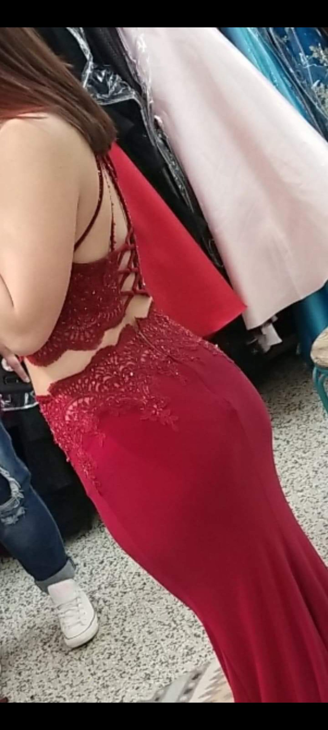 Size 8 Prom Halter Red Side Slit Dress on Queenly