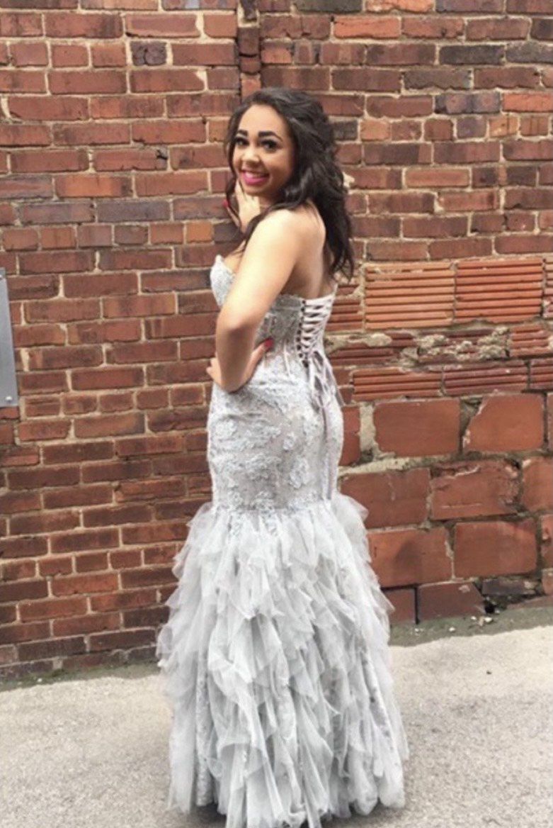 Jovani Size 4 Prom Strapless Silver Mermaid Dress on Queenly