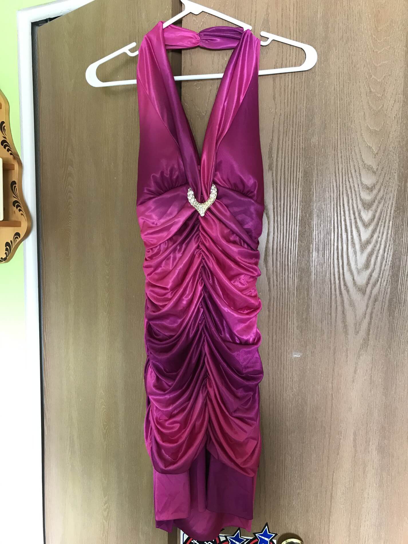 Size 0 Halter Satin Multicolor Cocktail Dress on Queenly