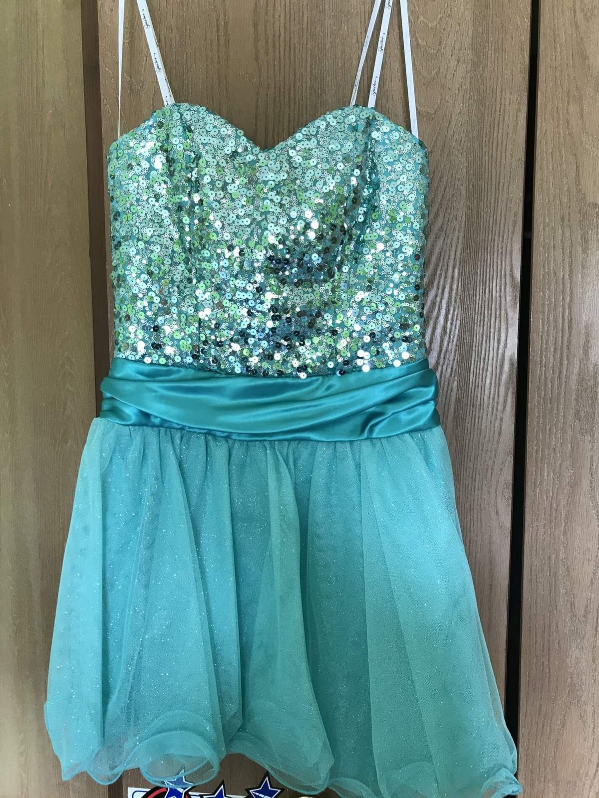 Size 6 Homecoming Strapless Lime Blue Cocktail Dress on Queenly