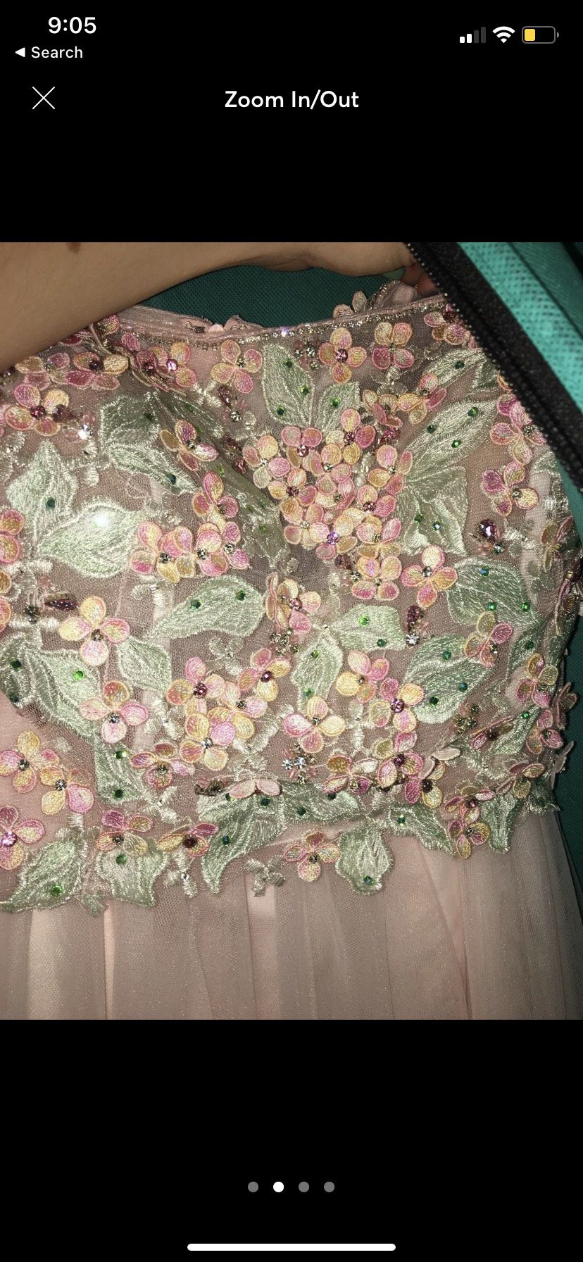 Ellie Wilde Size 6 Prom Off The Shoulder Floral Light Pink Ball Gown on Queenly