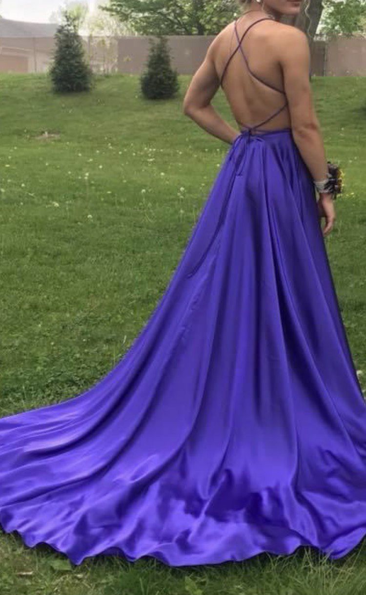 Sherri Hill Size 0 Prom Satin Purple A-line Dress on Queenly