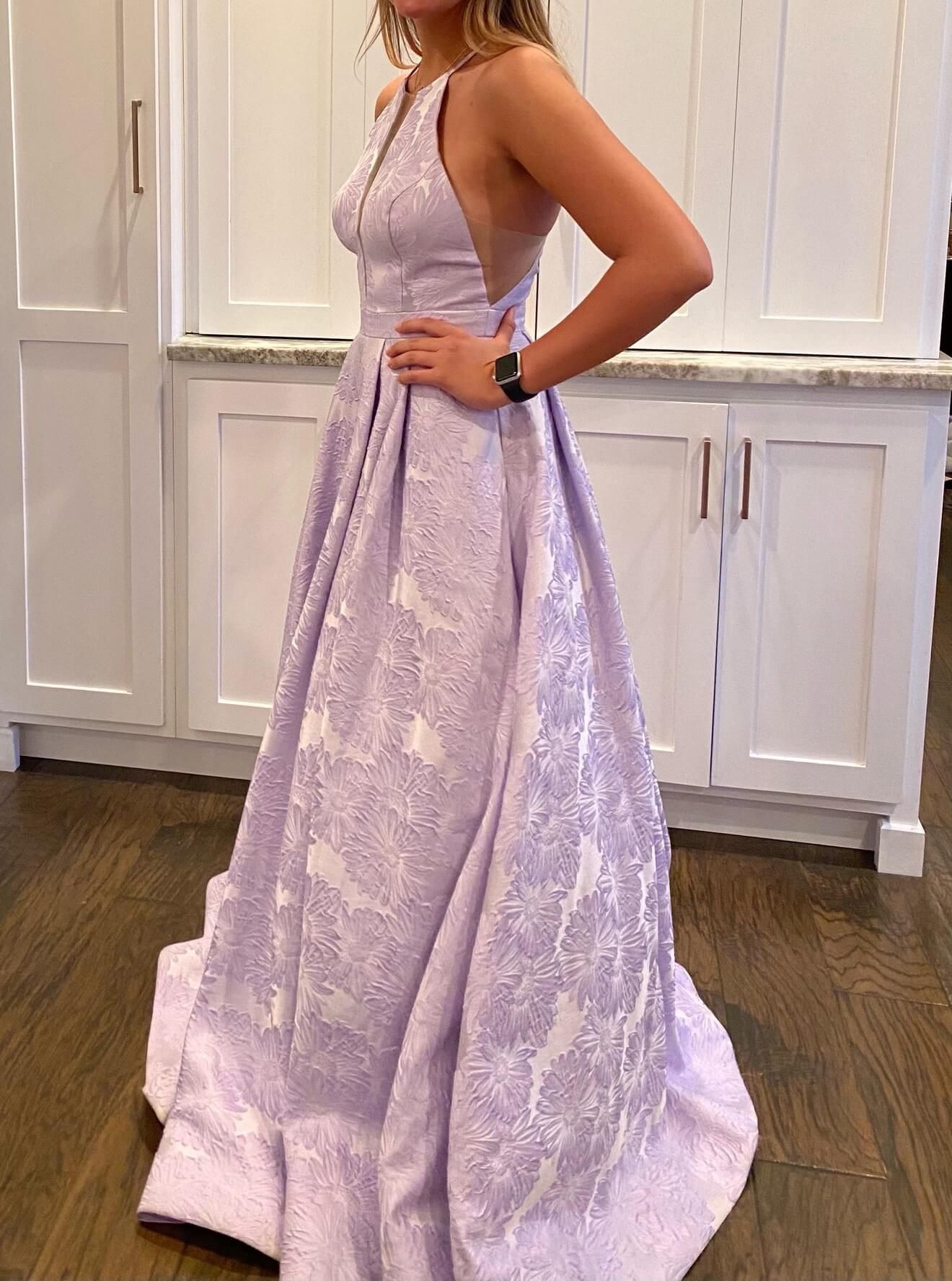 Sherri Hill Size 6 Prom Halter Floral Light Purple Ball Gown on Queenly