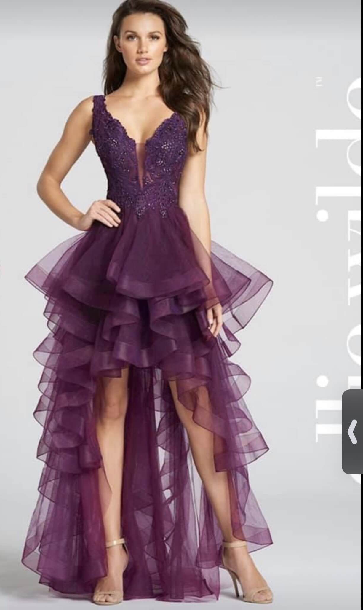 Ellie Wilde Size 2 Prom Plunge Purple A-line Dress on Queenly