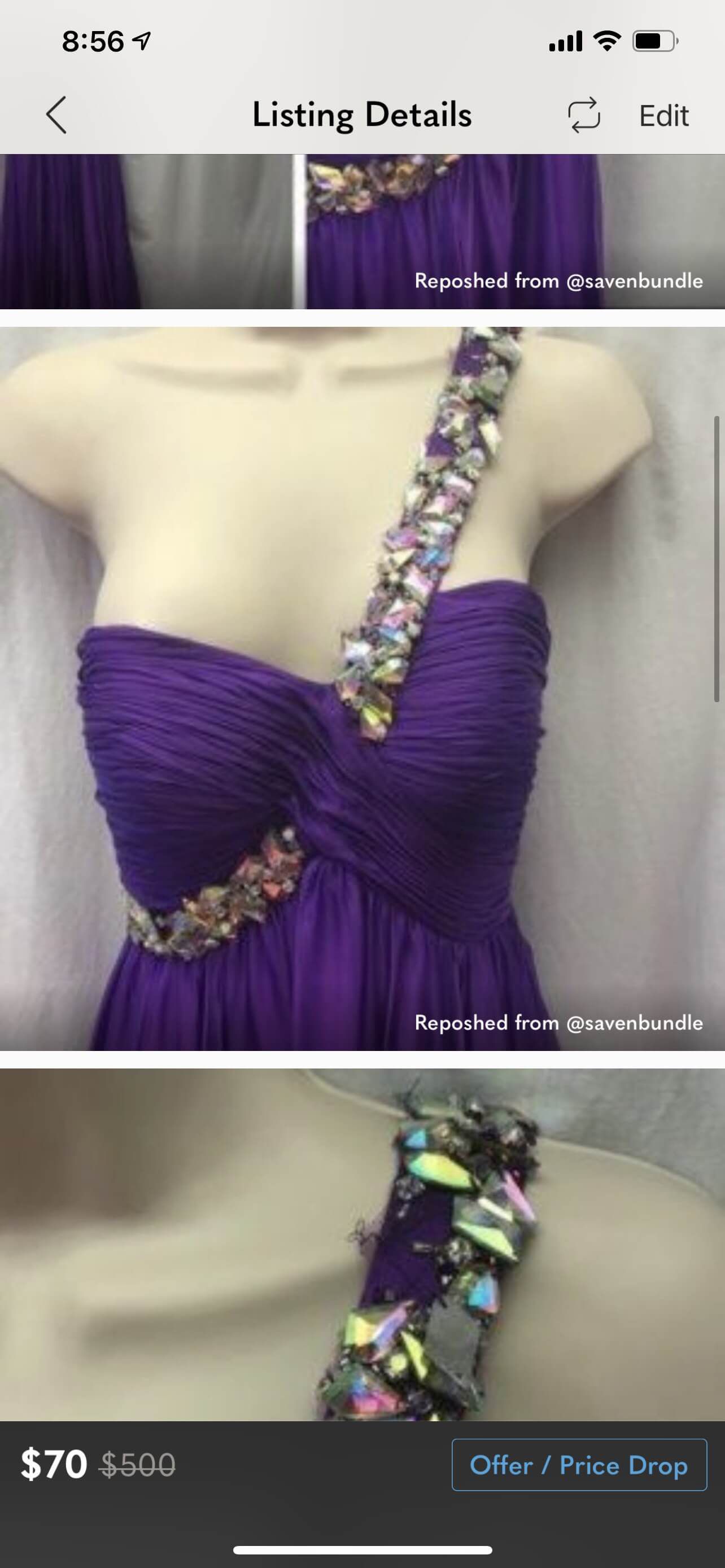 Size 4 Prom One Shoulder Sequined Purple A-line Dress on Queenly